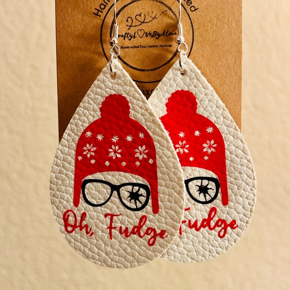 Oh, Fudge! Handmade & Handcrafted Faux Leather Women’s Earrings - Picture 3 of 6